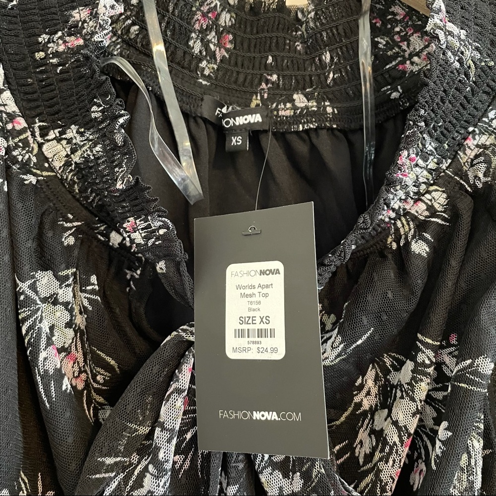NWT Fashion Nova Worlds Apart Mesh Top Black - Picture 4 of 5
